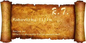 Rakovszky Tilla névjegykártya